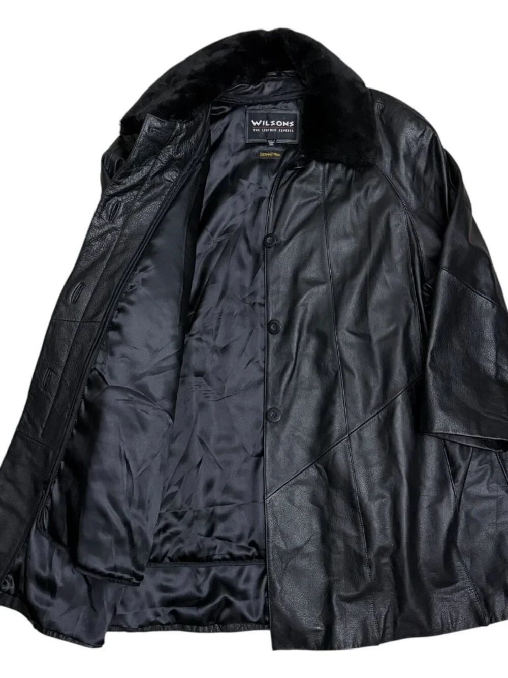 WILSONS LEATHER Faux Fur Genuine Leather Winter Parka Trench Coat Womens 2XL - Picture 5 of 9